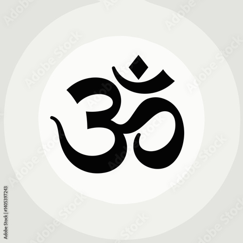 meditative symbol black om yoga logo on white background