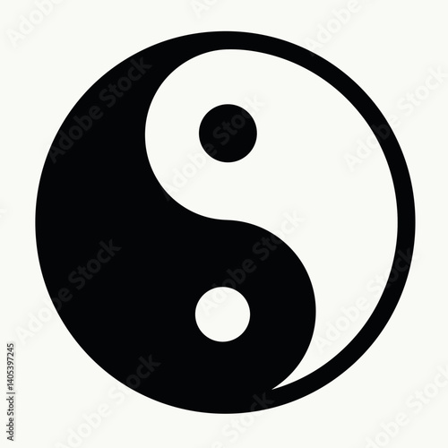 yin yang symbol  balance concept  black and white logo design