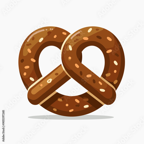 colorful pretzel snack with sesame seeds  food illustration