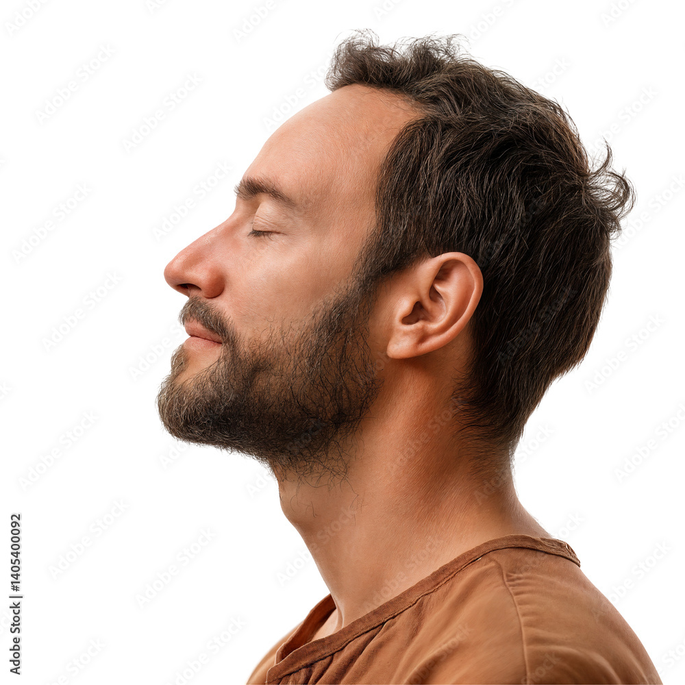 Fototapeta premium Profile of a Pensive Bearded Man