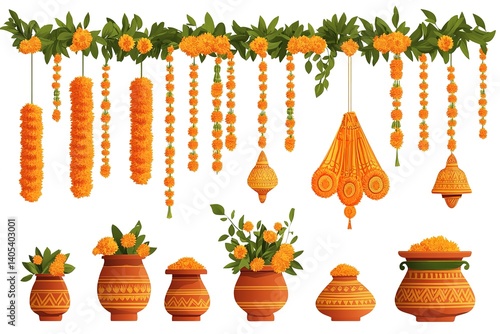 Haldi, mehendi ceremony decorative elements