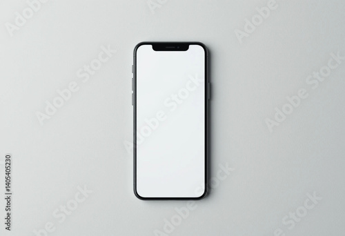 Smartphone mockup with white blank screen isolated on light background. isolated on white background