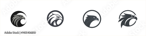 Eagle Head Circle Logo Set: Vector Design