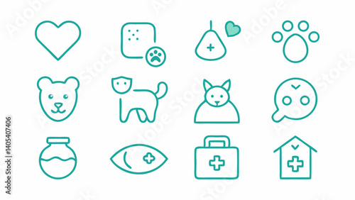 Comprehensive set of line icons for pet care and veterinary services suitable for clinics pet stores animal apps and promotional marketing for pet wellness
