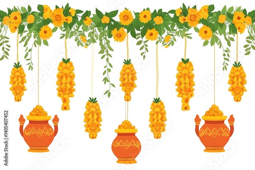 Haldi, mehendi ceremony decorative elements for an Indian Wedding