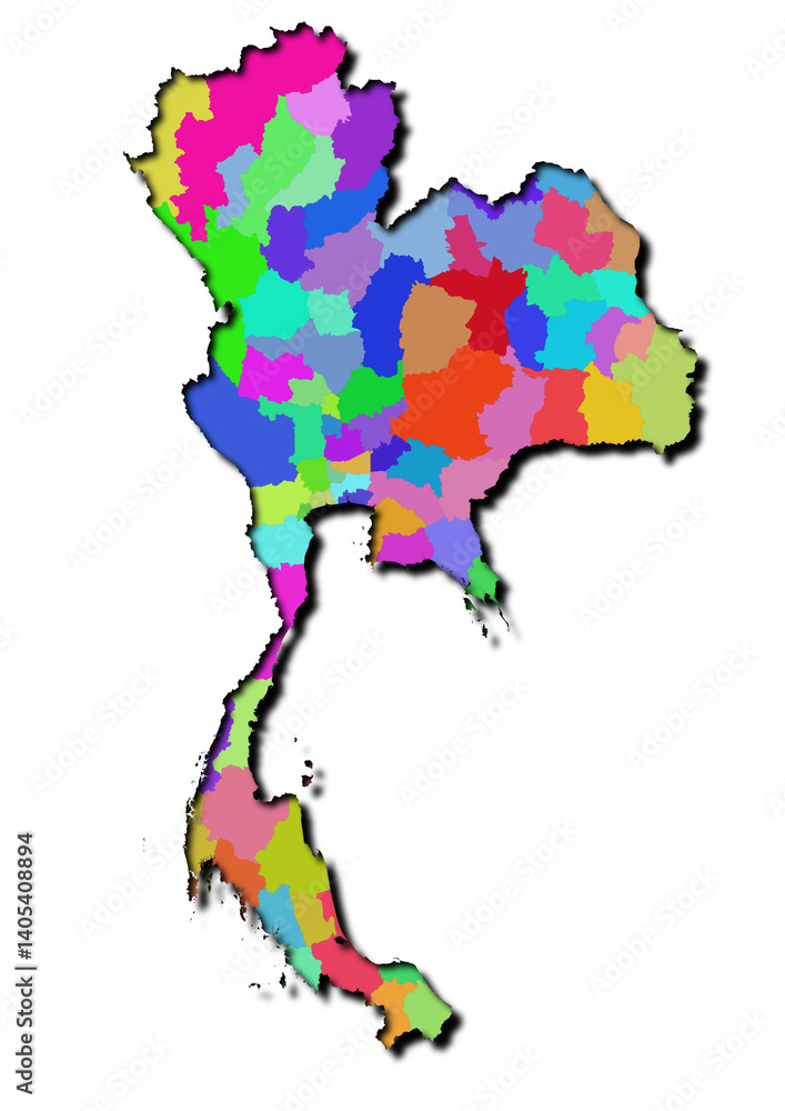 Obraz premium High-resolution illustration of the map of Thailand, showcasing the complete geographical shape of the country