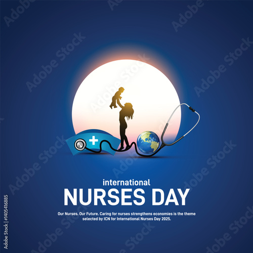 international nurses day. international nurses day creative poster, banner, postcard, background, template, backdrop, social media post, greetings card, web banner, cover design etc. Caring for nurses