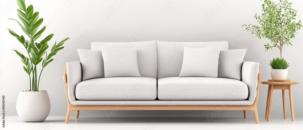 Fototapeta premium Bright family living room interior design rendered image modern aesthetics cozy environment natural light