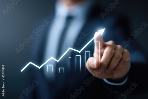 The concept of development and growth involves a businessman strategizing to enhance positive metrics in his enterprise. This plan focuses on achieving success and fostering continuous growth through