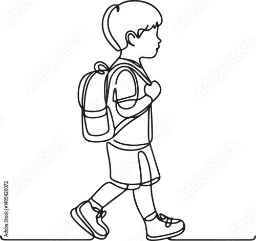 Kid With Backpack Minimalist Illustration