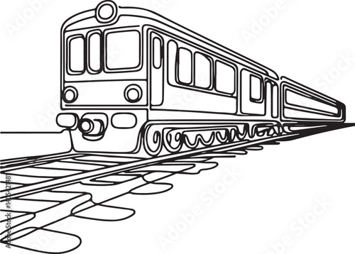 railroad tracks and trains line drawing vector