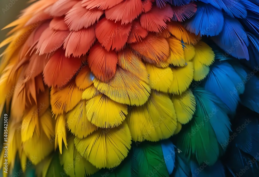 Obraz premium Vibrant Parrot Feathers: A Colorful, Textured Close-up