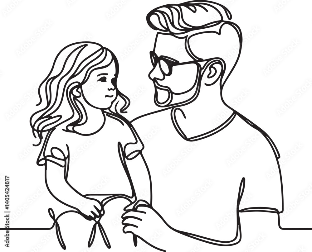 Father and daughter bonding minimalist line art Father and daughter bonding minimalist line art