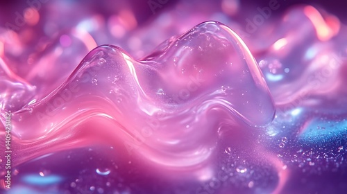 Abstract pink gel texture with light reflections.