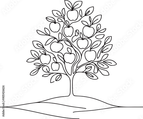 Isometric vector of apple tree illustration