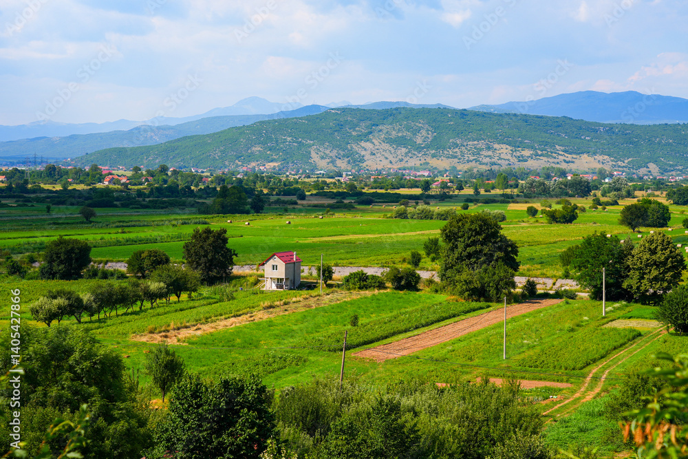 Farm house along the Zeta river on the outskirts of Niksic in a rural valley of northern Montenegro