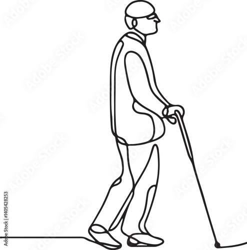 Blind Man with Cane Minimalist Isometric Artwork