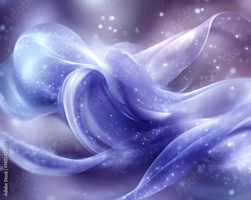 Abstract purple and blue glowing wave with sparkles.