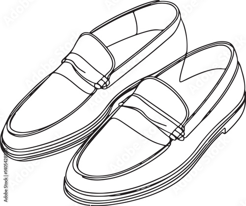 Loafers Shoes in Isometric Line Style
