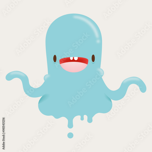 Playful Blue Octopus Character Illustration