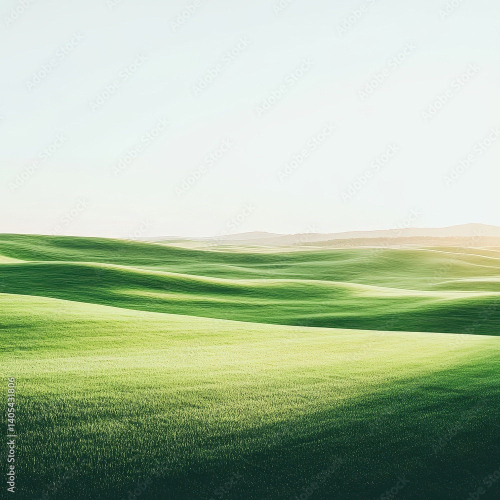 Obraz premium Rolling green hills under soft light