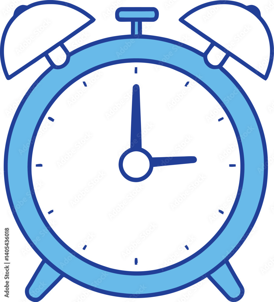 Cartoon Alarm Clock with Blue Body and Top Bells – Representation of Timekeeping and Wakefulness Vector Illustration Cartoon Alarm Clock with Blue Body and Top Bells – Representation of Timekeeping and Wakefulness Vector Illustration