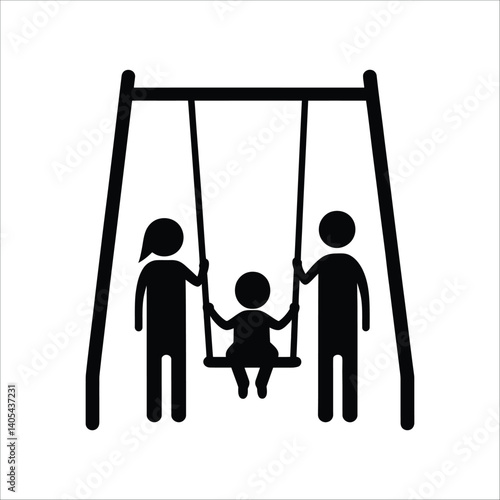 Family Swing Set Scene – Representation of Togetherness and Outdoor Fun Vector Illustration