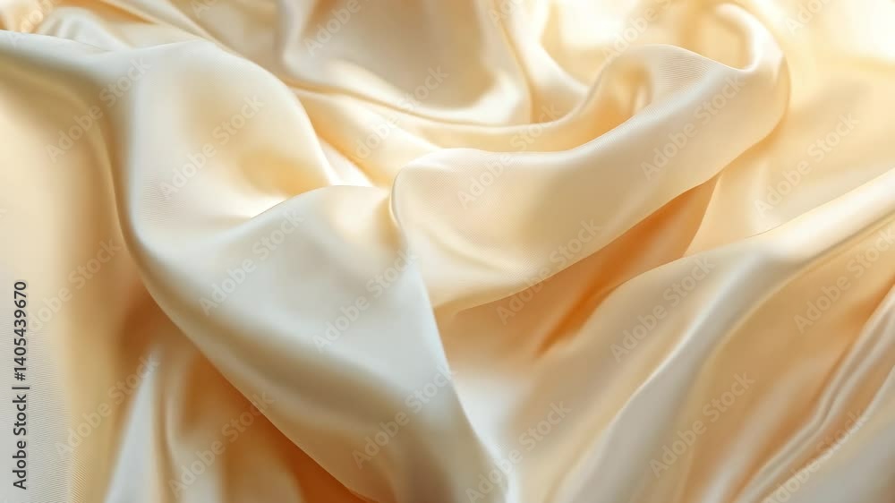Smooth Texture of Golden Silk Fabric