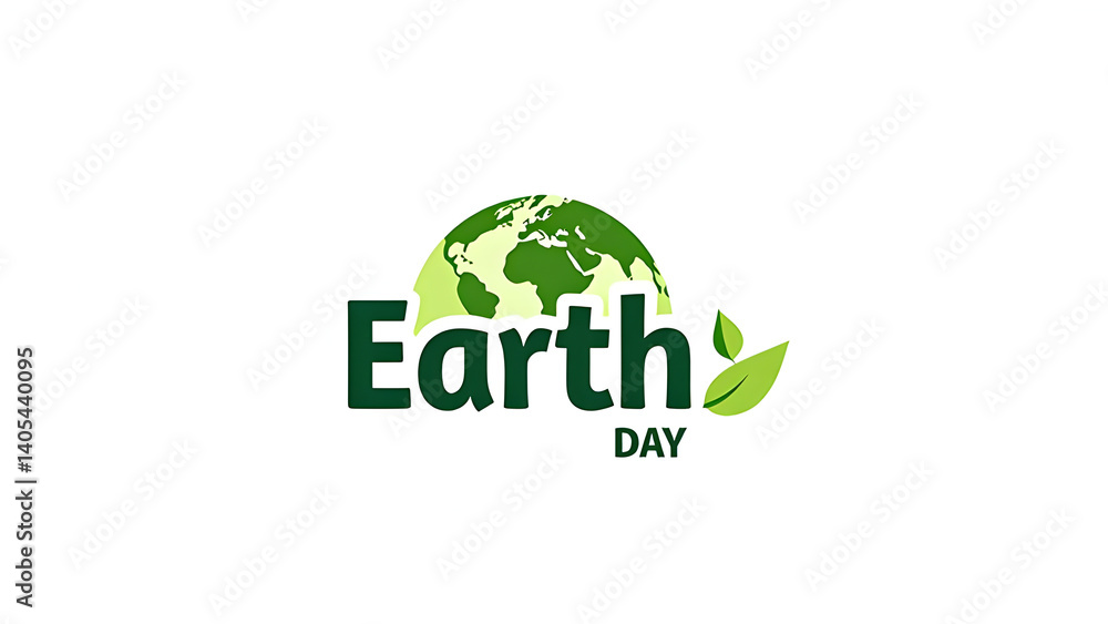 Green Earth Day Logo: Stylized green globe with leaf accents and bold Earth Day lettering on a clean white background. Ideal for conveying environmental awareness, conservation, celebrating Earth day. Green Earth Day Logo: Stylized green globe with leaf accents and bold Earth Day lettering on a clean white background. Ideal for conveying environmental awareness, conservation, celebrating Earth day.