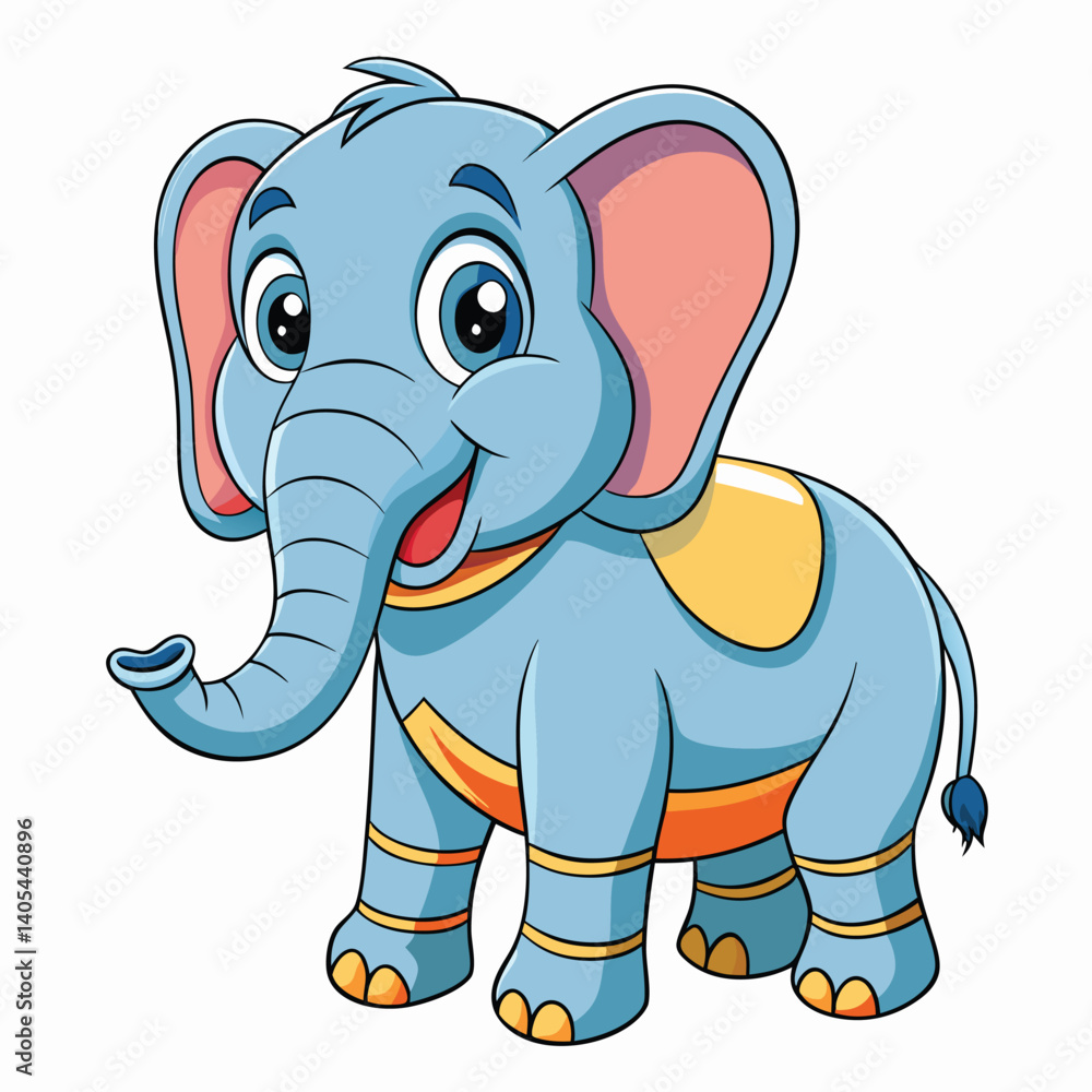 Obraz premium Cute light blue elephant cartoon