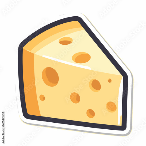 Cartoon cheese wedge sticker with holes