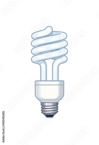 Cartoon Compact Fluorescent Light Bulb on White