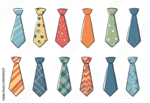 Cartoon Necktie Collection with Varied Patterns