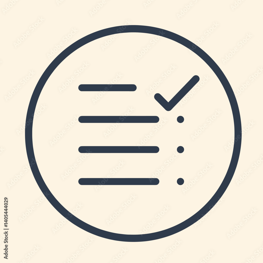 Checklist icon with checkmark in navy circle Checklist icon with checkmark in navy circle