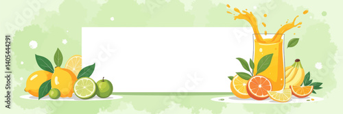Citrus Fruit Juice Splash with Blank White Space