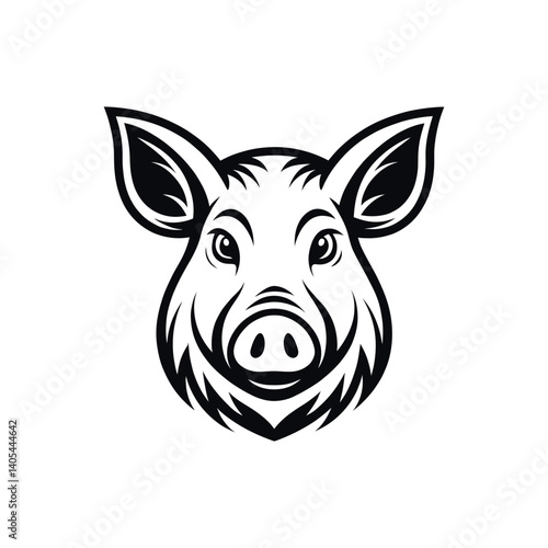 pig silhouette logo vector line art logo design