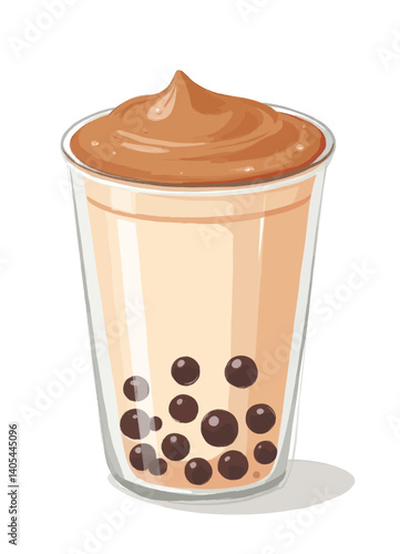 Dalgona Coffee Bubble Tea Illustration