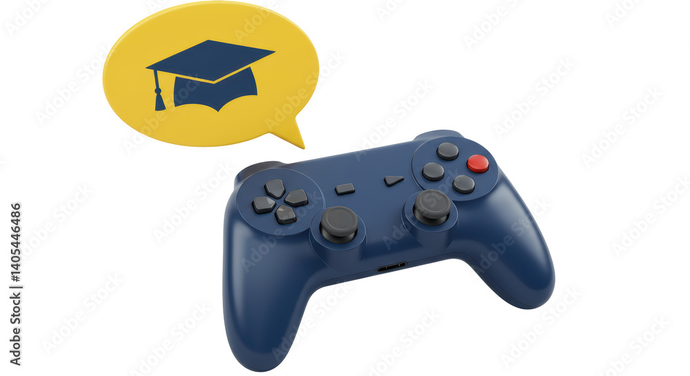 Isolated Game Controller with Graduation Cap Speech Bubble Isolated Game Controller with Graduation Cap Speech Bubble
