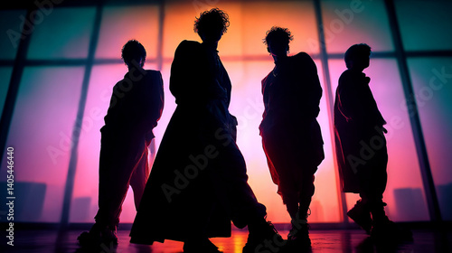 a silhouette photo of posing as K-pop idols