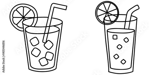 Refreshing lemonade drinks with ice and garnished with lemon slices create vibrant summer vibe