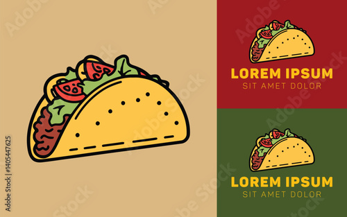 Crispy Tacos Icon Logo with Colorful Filling and Modern Style