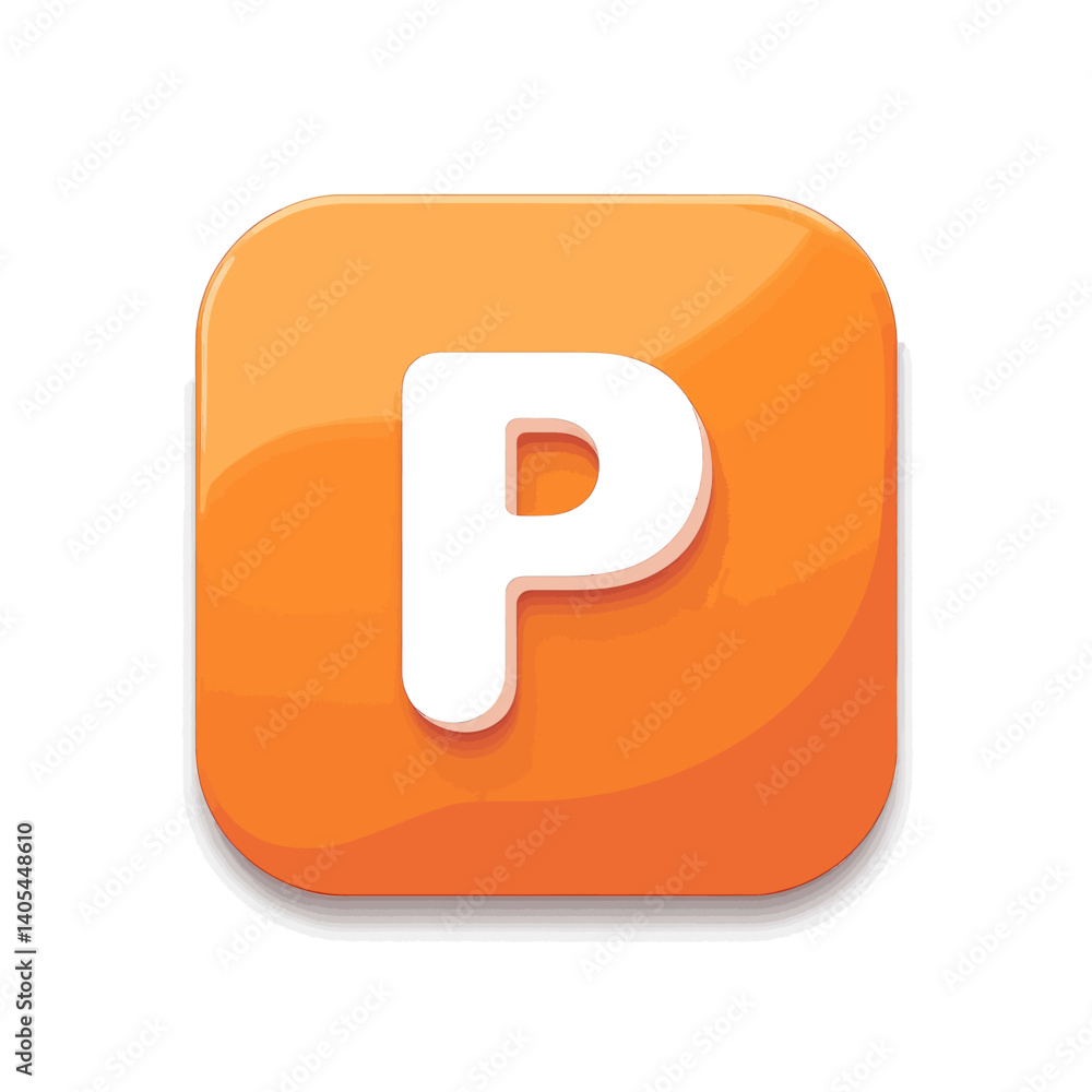 Orange Glossy App Icon with White Letter P Orange Glossy App Icon with White Letter P