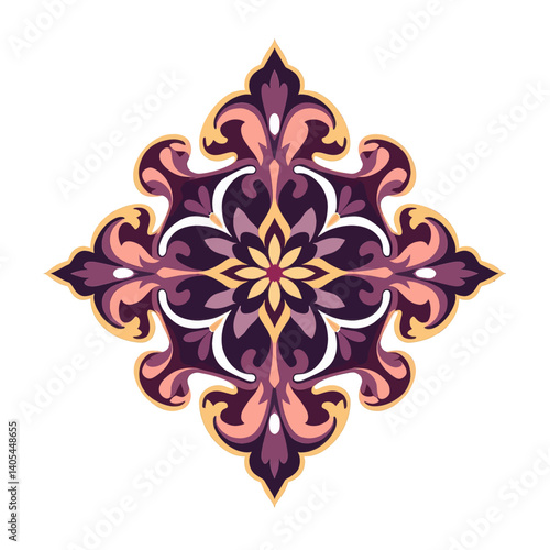 Ornate purple and gold floral medallion design