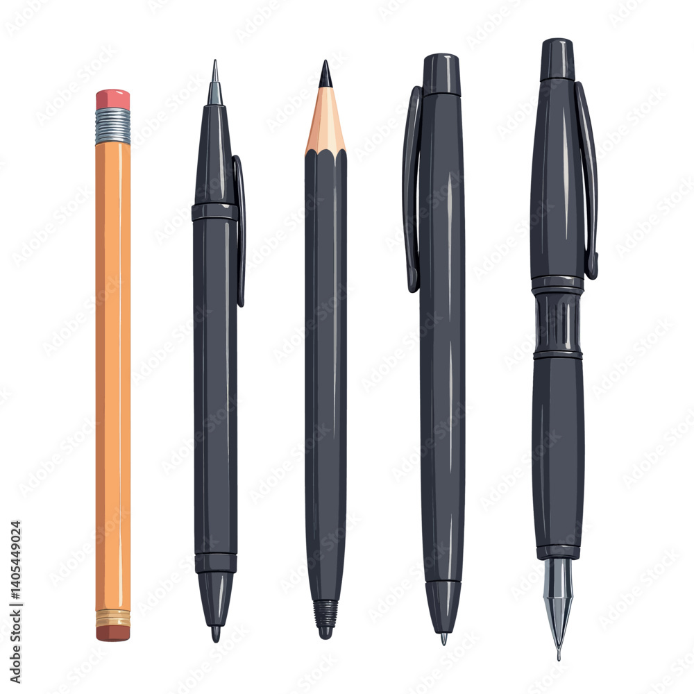 Pencils and Pens: Writing Instruments Set Pencils and Pens: Writing Instruments Set