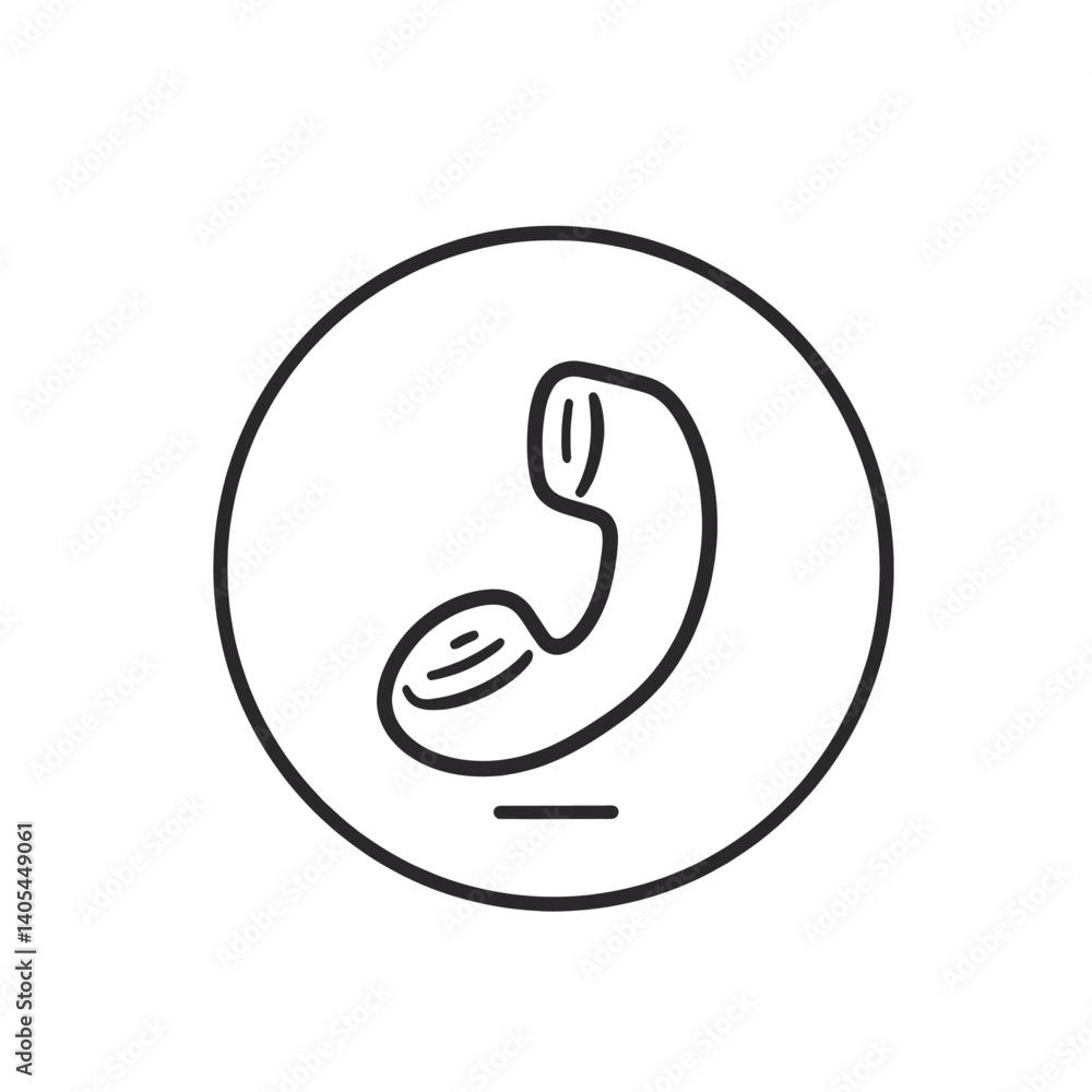 Phone receiver icon in a black circle outline Phone receiver icon in a black circle outline
