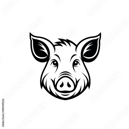 pig silhouette logo vector line art logo design