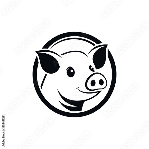 pig silhouette logo vector line art logo design