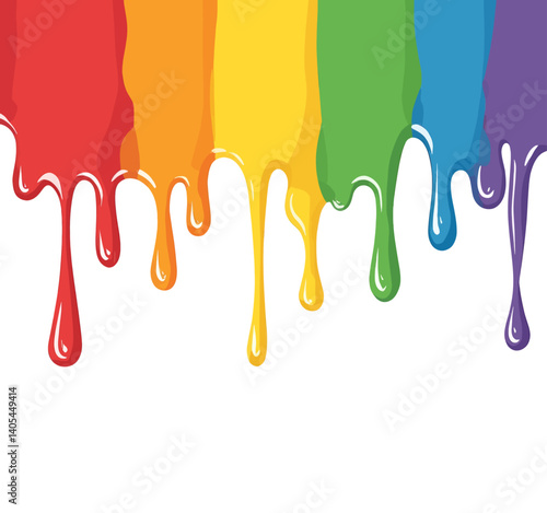 Rainbow Paint Dripping Downward on White