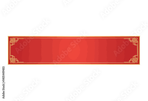 Red banner with gold trim and Chinese corner details