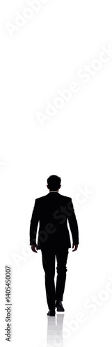 Silhouette of a man in a suit walking away